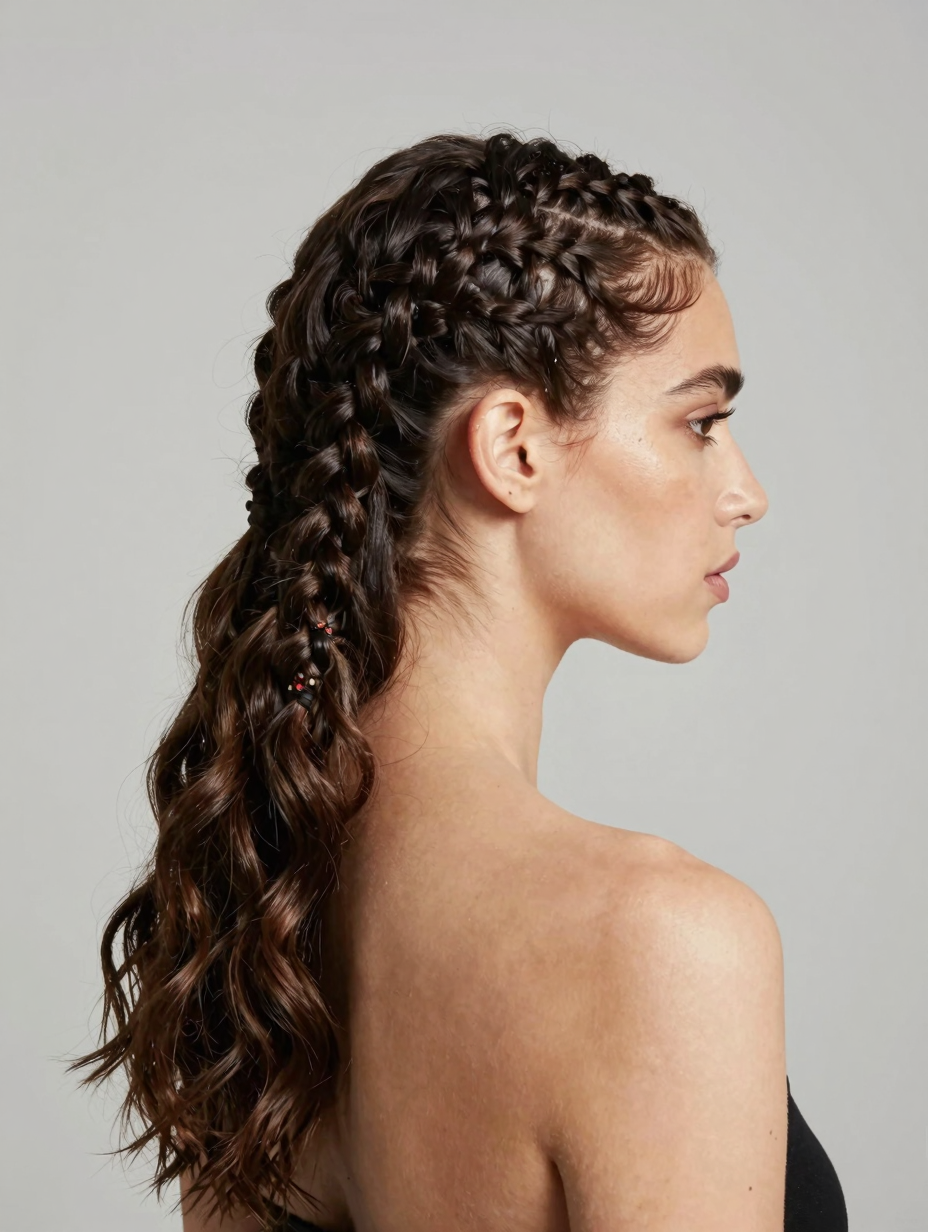 Tight double French braids sports hairstyle for volleyball